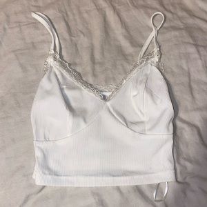 Princess Polly white lace edge crop tank